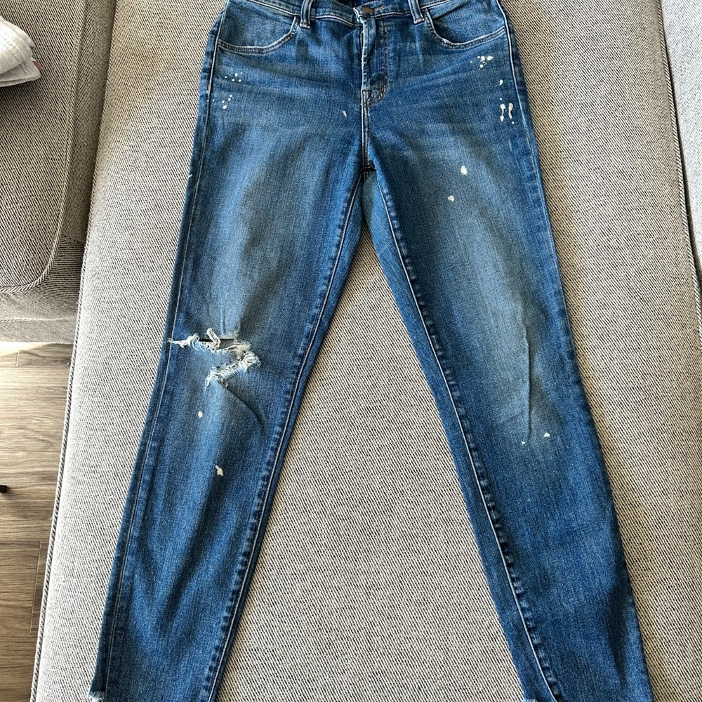 J Brand Distressed Skinny Jeans in Blue